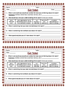 Preview of Free Exit Ticket