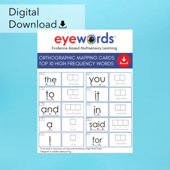 Preview of Free Eyewords Orthographic Mapping Cards - TOP 10 HIGH FREQUENCY WORDS