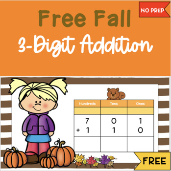 Preview of Free Fall 3 Digit Addition Review with & without Regrouping | Digital Resource