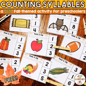 Preview of Free Fall Counting Syllables Activity for Preschool
