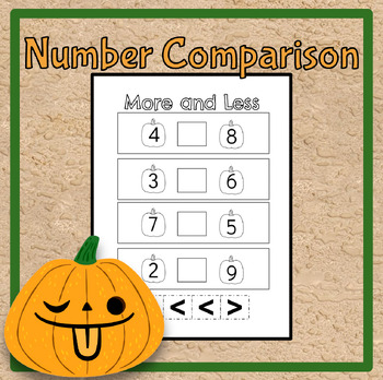 Preview of Free Fall / Halloween Comparing Numbers More or Less Math Worksheets