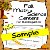 Free Fall Math Centers for Kindergarten