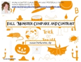Free Compare and Contrast Fall Monster Cards for Speech Language