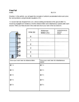 Preview of Free Fall Printable and Digital Worksheets with Answer Key