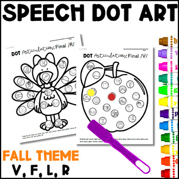 Preview of Fall Speech Therapy Dot Art: F, V, L, R (Stopping and Gliding)