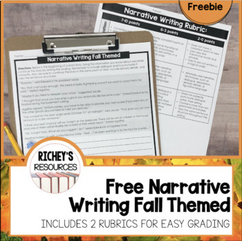 Preview of Free Fall Themed Narrative Writing Practice Digital and Print