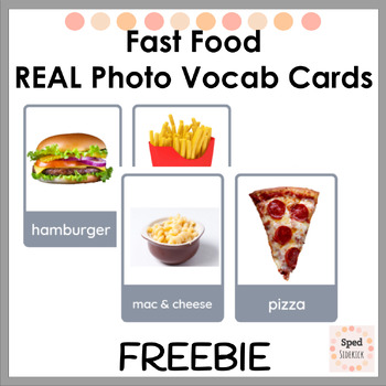 Preview of FREE Fast Food Word Cards with Photos