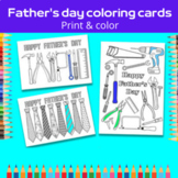 Free Father's Day Coloring Card, Necktie, Tools-Printable 