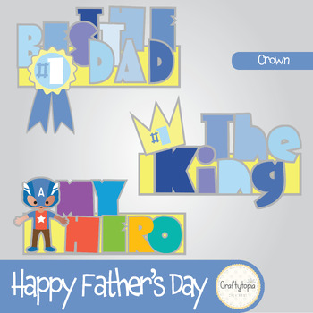 Preview of Free Father's Day Printable Craft: Three Crowns - Color-Black & White-Templates
