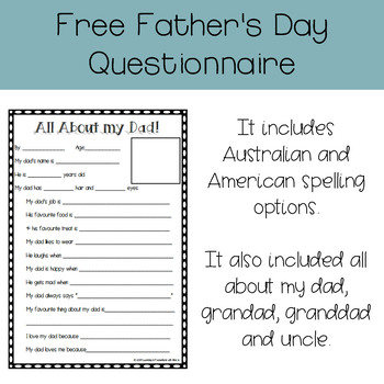 Preview of Free Father's Day Questionnaire