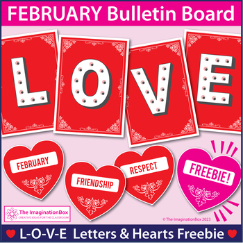 Preview of Free February Bulletin Board Display, Valentine's Day Classroom Decor