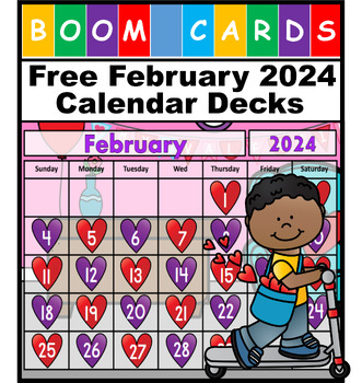 Preview of Free February Calendar Decks 2024 - Digital Calendar BOOM CARDS