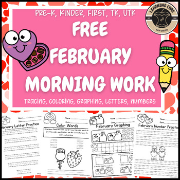 Preview of Free February Morning Work Packet PreK Kindergarten First TK UTK Special Ed