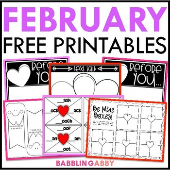 Preview of Free February Activities - Holiday - Valentine's Day - Literacy Centers - Math