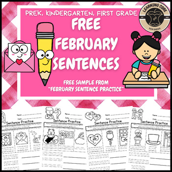 Preview of Free February Sentences Writing Activities No Prep PreK Kindergarten FirstTK UTK