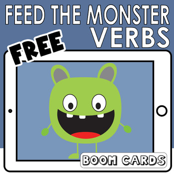 Preview of Free Feed The Monster Verbs Boom Cards | Language