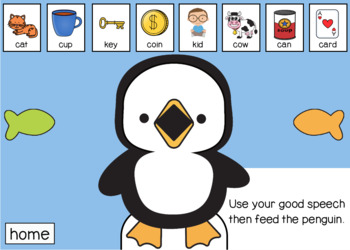 Free Feed The Penguin K Sound Boom Cards | Articulation | Speech Therapy