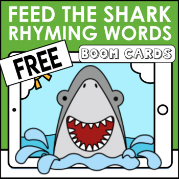 Preview of Free Feed the Shark Rhyming Words Boom Cards | Speech Therapy