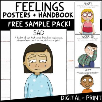 Preview of Free Feelings Posters | Social Emotional Learning Activity Freebie