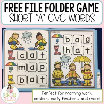 Preview of CVC File Folder Word Practice Activity Freebie
