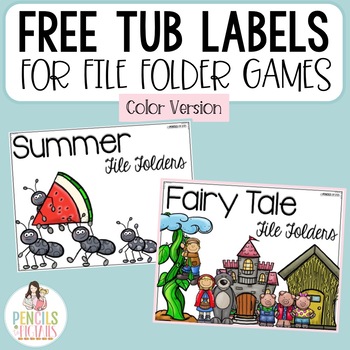 Preview of Tub Labels for File Folder Tasks in Color