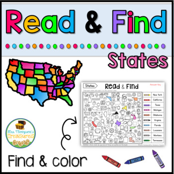 Preview of Free U.S. Geography Find the States Activity