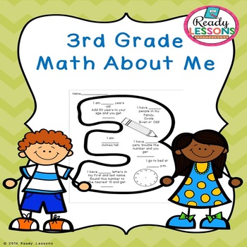 Preview of Free First Day of Back to School Activity 3rd Grade Math All About Me Worksheet