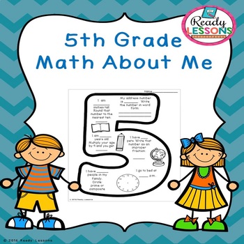 Preview of Free First Day of Back to School Activity 5th Grade Math All About Me Worksheet