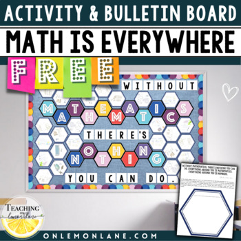 Preview of Free First Day of Math Class Activity Back to School Hidden Math Bulletin Board