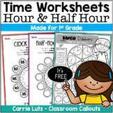 Free First Grade Telling Time Worksheets - Hour and Half H