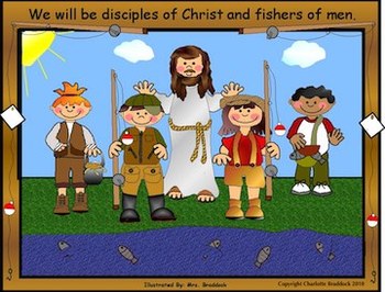 Preview of Free Fishers of Men with Jesus Clip art