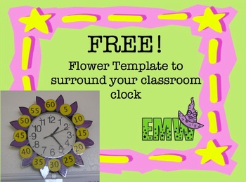 Preview of Free Flower Clock Template to decorate your classroom clock