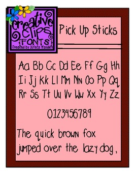 Preview of {Free Font} Pick Up Sticks Font {Creative Clips Fonts}