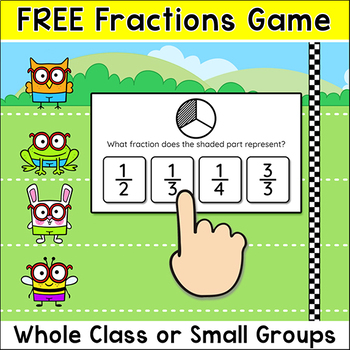 Preview of Free Fractions Game - Smarty Pants Animals Team Race Math Review Activity