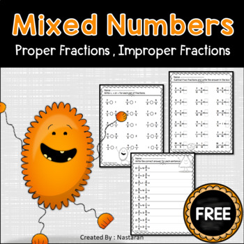 Preview of Free Fractions Worksheets - Converting Mixed Numbers And Improper Fractions