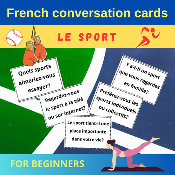 Preview of Free French Conversation Cards for Beginners | Le Sport