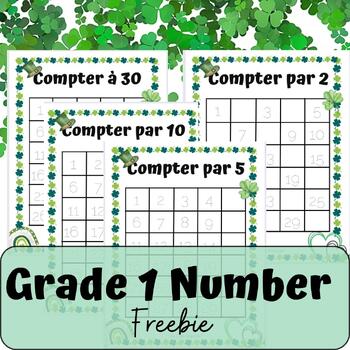 Preview of Free French Ontario Grade 1 Math Number Sense Counting St Patricks Day