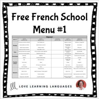 Preview of Free French School Lunch Menu #1