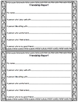 Free! Friendship Report Student/Teacher Note #kindnessnation # ...