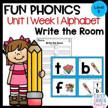Preview of Free Fun Phonics Write the Room Alphabet Level K Unit 1 Week 1 