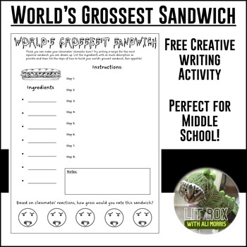 Preview of Free Fun, Student Favorite Creative Writing Activity: World's Grossest Sandwich!