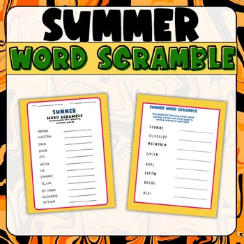 Preview of Free Fun Summer  Scramble Words, Craft&Activities, Creative Writing, Printable