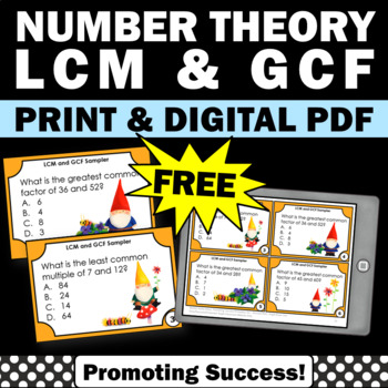 Preview of Free GCF and LCM Task Cards Greatest Common Factor Least Common Multiple