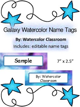 Free Galaxy Watercolor Name s Back To School Shoot For The Stars Desk Labels