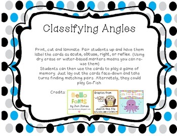 Preview of Free Geometry Game: Classifying Angles