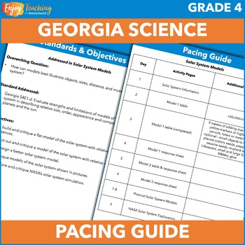 Preview of Free Georgia Fourth Grade Science Standards, Objectives, Pacing, Curriculum Map