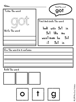 got sight word practice by miss crews kinders tpt