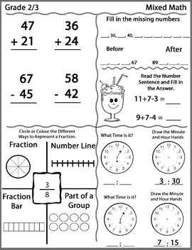 free grade 23 mixed math worksheets by tbu inspired digitals tpt