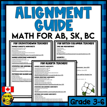 Preview of Free Math Alignment Guide | For Alberta British Columbia Saskatchewan