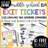 Free Grammar Language Exit Tickets for Formative Assessment Quizzes 6th 7th 8th